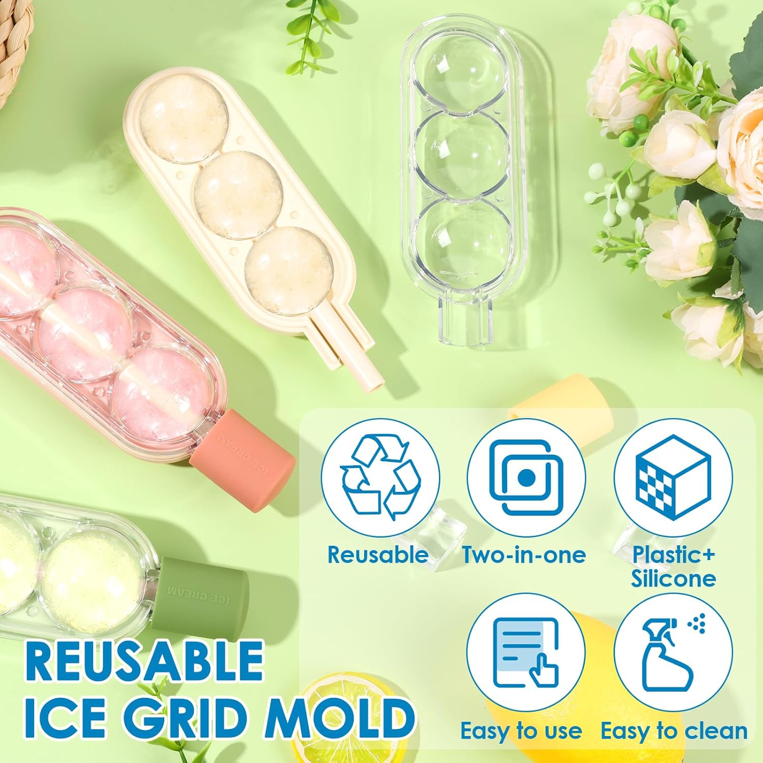 3-in-1 Ice Lollipop Shape Tray And Portable Frozen Treats