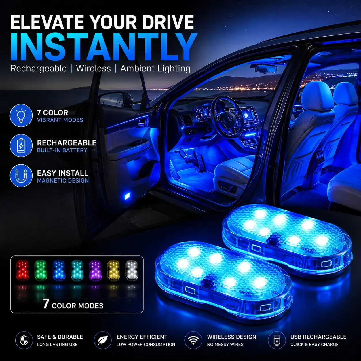 Rechargeable Touch Sensor Car Ambient Light